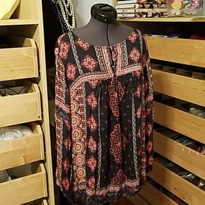 Lucky brand boho tunic floral mandala print